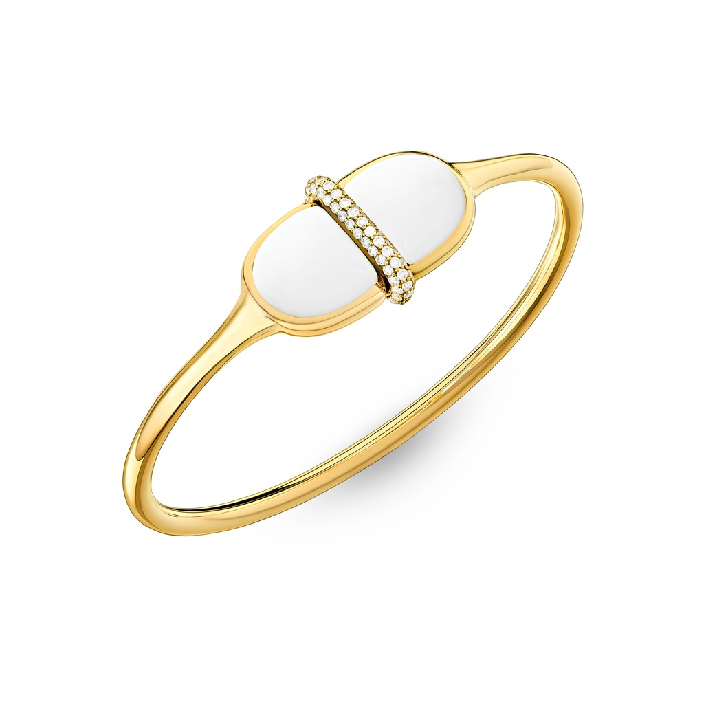 Amrita Round Bangle In White Ceramic