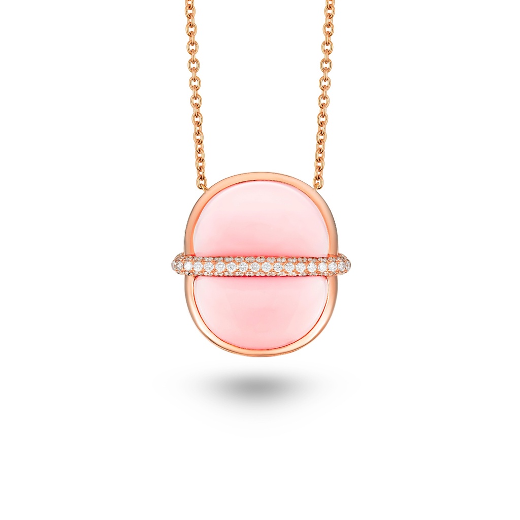 Amrita Round Necklace In Pink Opal