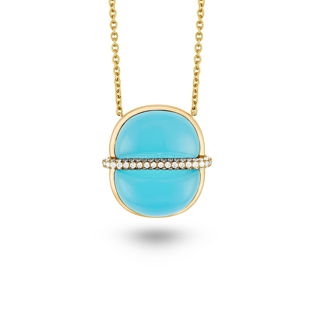 Amrita Round Necklace In Sea Blue Chalcedony