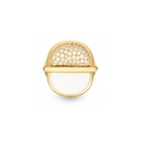 Amrita Round Ring In White Ceramic And Diamonds