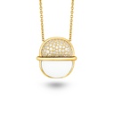 Amrita Round Necklace In White Ceramic And Diamonds