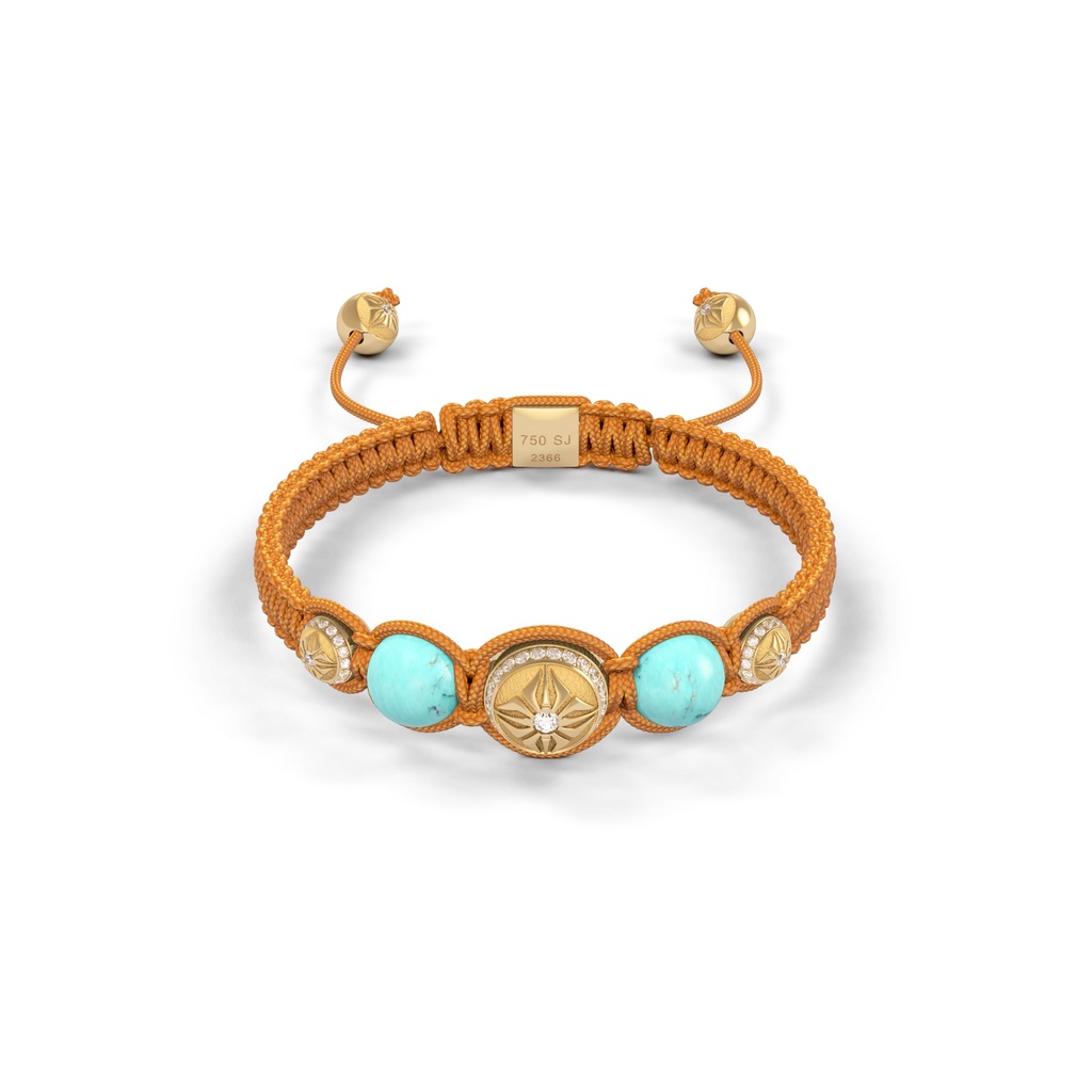 Shamballa Jewels Yellow Gold Diamond & Turquoise Multisize Braided Bead Bracelet