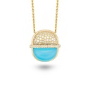 Amrita Round Necklace In Sea Blue Chalcedony And Diamonds