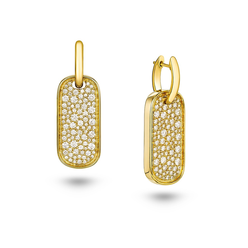 Amrita Small Tag Earrings In Full Diamonds