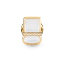 Amrita Square Duplet Ring In White Mother Of Pearl