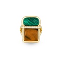 Amrita Square Ring In Malachite And Tiger'S Eyes