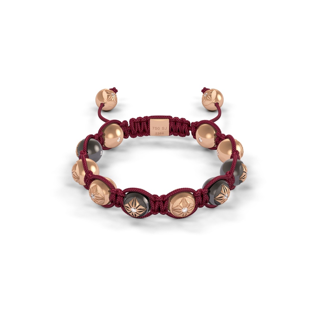 Shamballa Jewels Rose & Black Gold Diamond 8mm Braided Bead Bracelet