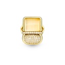 Amrita Square Duplet Ring In Yellow Mother Of Pearl, Citrine, And Diamonds