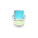 Amrita Square Ring In Sea Blue Chalcedony And Phenite