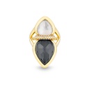 Amrita Lotus Duplet Ring In Mother Of Pearl, White And Milky Quartz