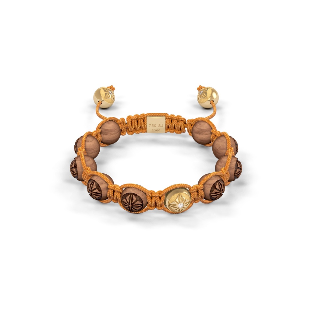 Shamballa Jewels Yellow & Wood Diamond 8mm Braided Bead Bracelet