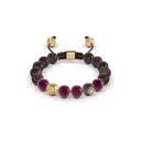 Shamballa Jewels Yellow Black & Wood Diamond & Ruby 8mm Non-Braided Bead Bracelet
