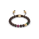 Shamballa Jewels Yellow & Wood Diamond Ruby & Marble 6mm Non-Braided Bead Bracelet