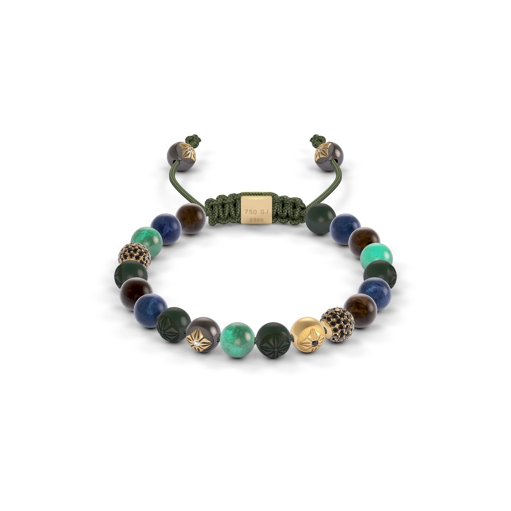 Shamballa Jewels Yellow Black & Ceramic Diamond Sapphire & Emerald 6mm Non-Braided Bead Bracelet