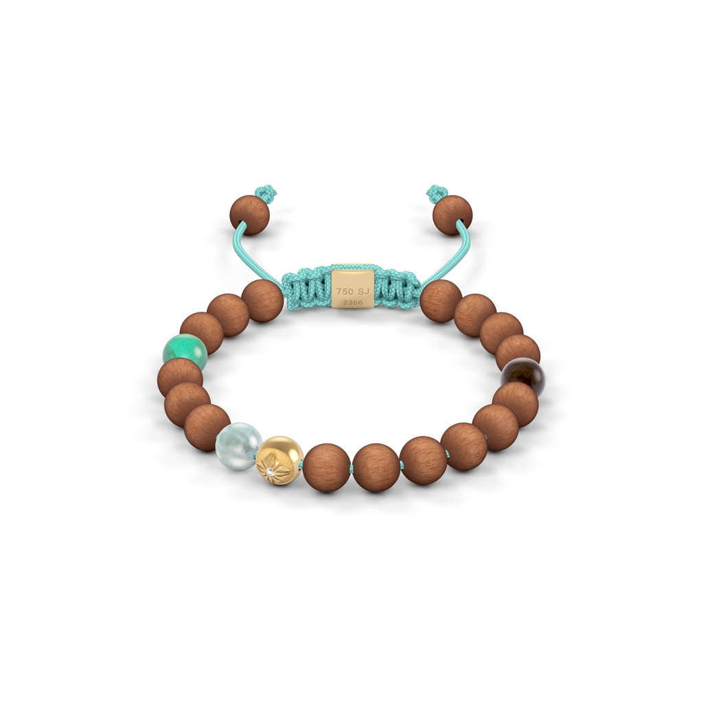 Shamballa Jewels Yellow & Wood Diamond Sapphire & Emerald 6mm Non-Braided Bead Bracelet