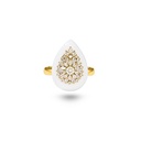 Daisy Pear-Shape White Ceramic Ring With Diamonds