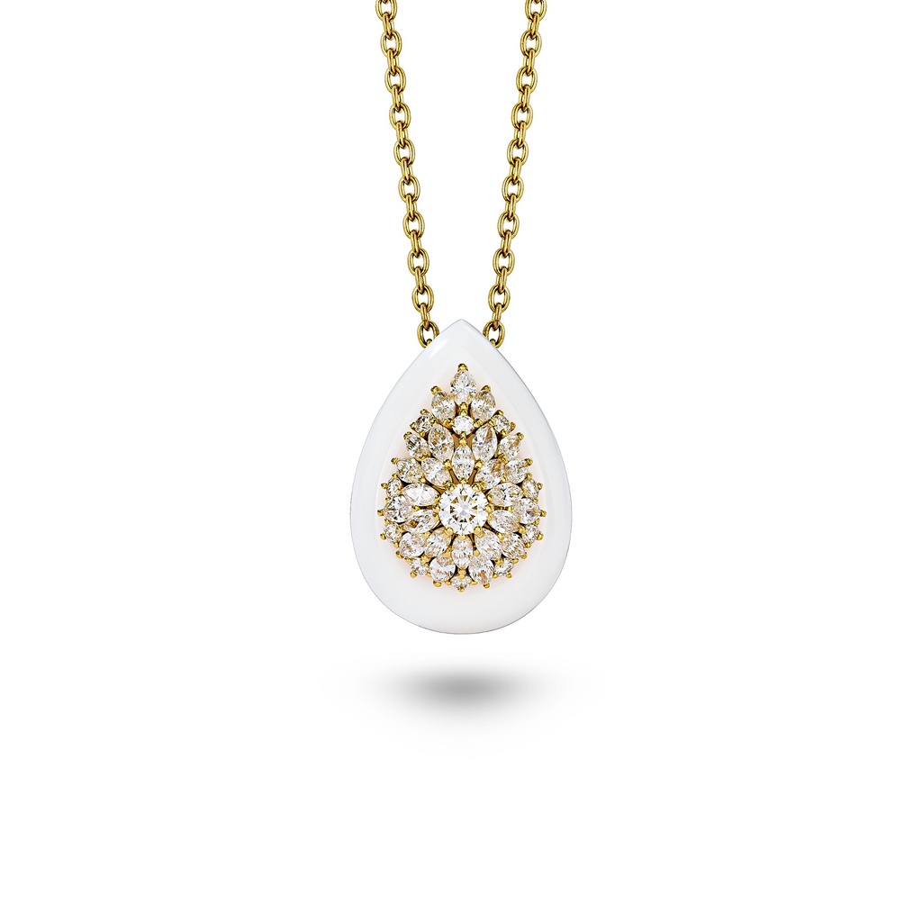 Daisy Pear-Shape White Ceramic Necklace