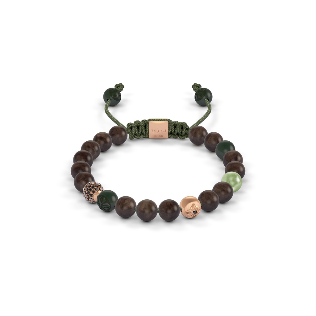 Shamballa Jewels Rose & Wood Diamond & Sapphire 6mm Non-Braided Bead Bracelet