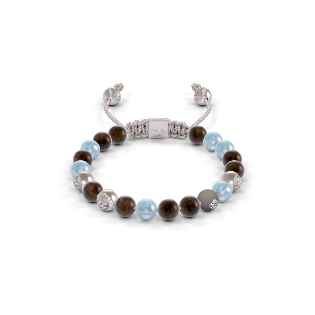 Shamballa Jewels White Gold Diamond Sapphire Emerald & Aquamarine 6mm Non-Braided Bead Bracelet
