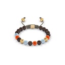 Shamballa Jewels Yellow Gold Diamond Carnelian & Aquamarine 6mm Non-Braided Bead Bracelet