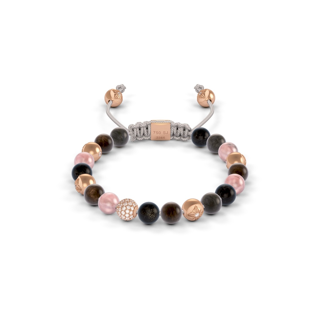 Shamballa Jewels Rose Gold Diamond & Sapphire 6mm Non-Braided Bead Bracelet