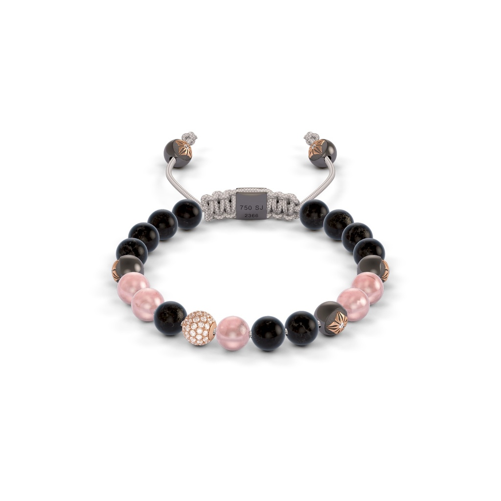 Shamballa Jewels Rose & Black Gold Diamond Sapphire & Jade 6mm Non-Braided Bead Bracelet