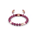 Shamballa Jewels Rose Gold Diamond Ruby & Pearl 6mm Non-Braided Bead Bracelet