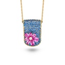 Eden Blue Sapphire Neckalce With Pink Sapphire And Diamond Flower