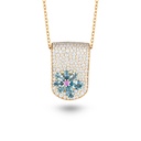 Eden Diamond Necklace With Aquamarine And Pink Sapphire Flower