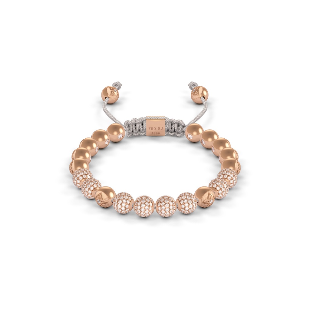 Shamballa Jewels Rose Gold Diamond 6mm Non-Braided Bead Bracelet