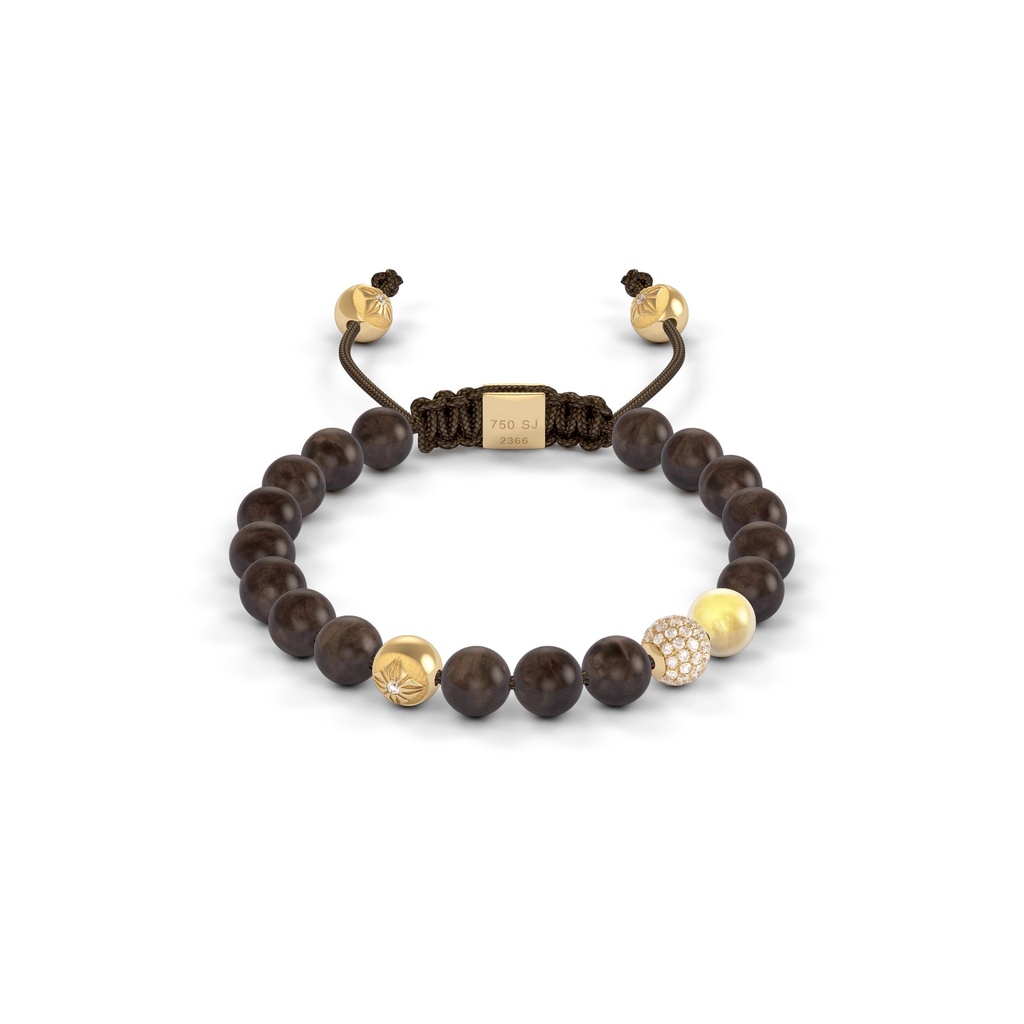 Shamballa Jewels Yellow & Wood Diamond & Sapphire 6mm Non-Braided Bead Bracelet