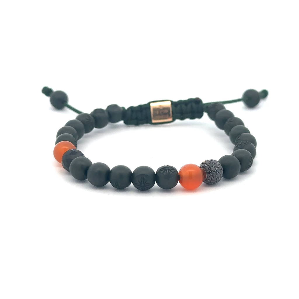 Shamballa Jewels - Black Gold Black Diamond, Carnelian & Spinel 6mm Non Braided Bracelet