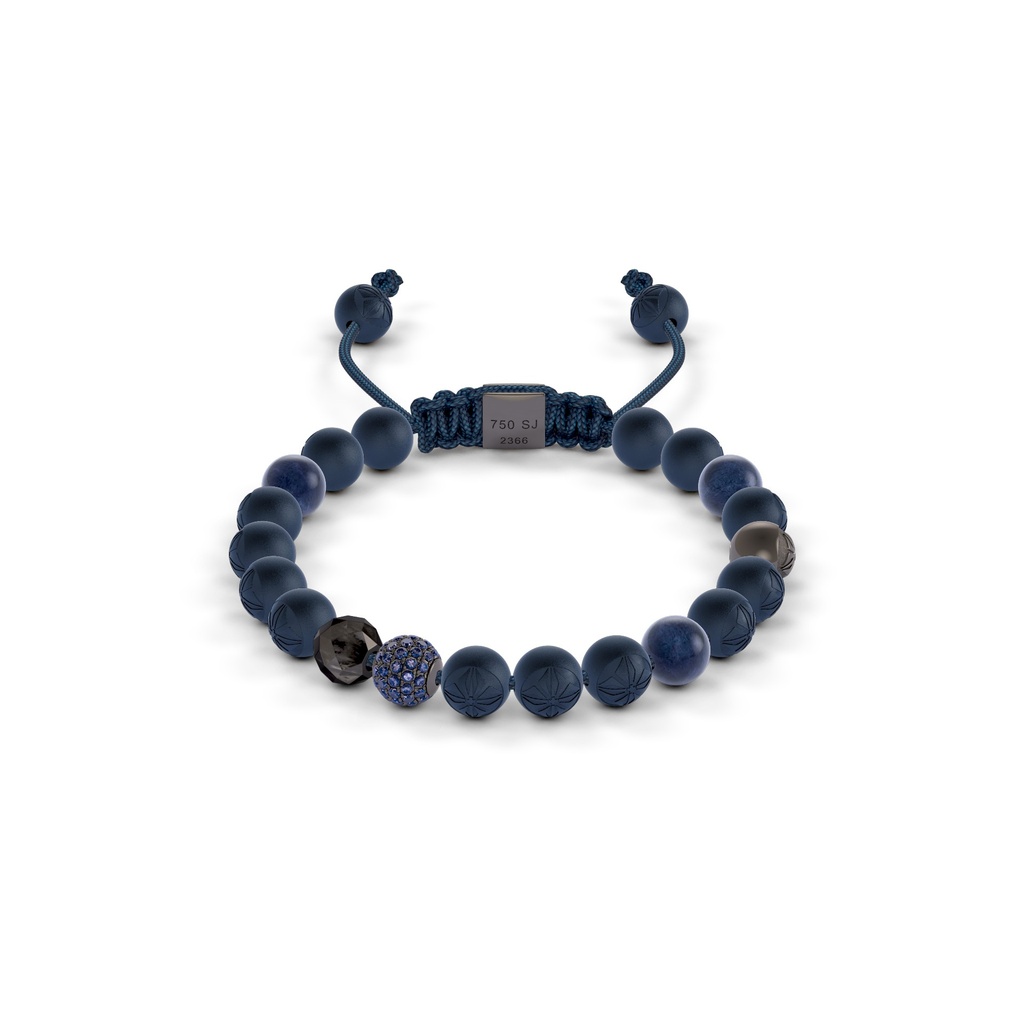 Shamballa Jewels Black & Ceramic Diamond & Sapphire 6mm Non-Braided Bead Bracelet
