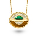 As Above So Below Necklace In Malachite, Tiger'S Eyes And Diamonds