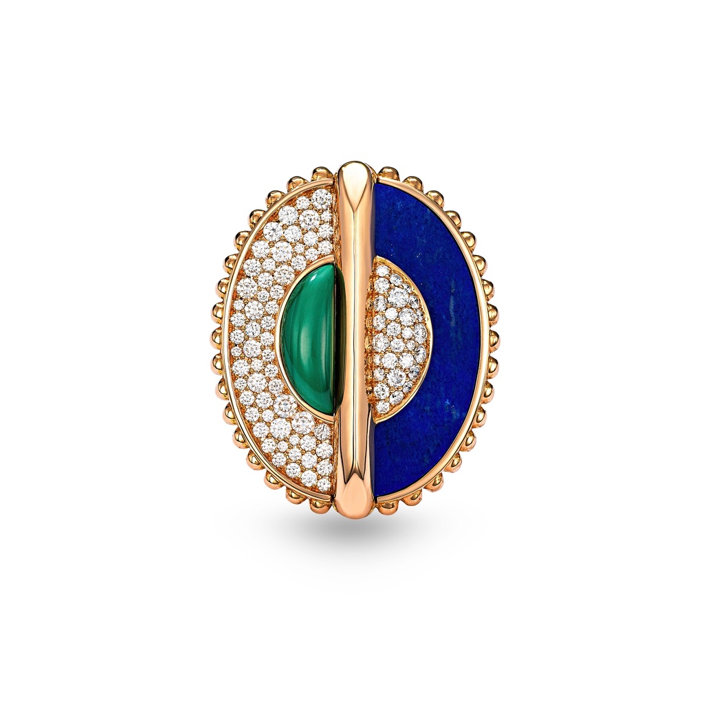 As Above So Below Ring In Malachite, Lapis Lazuli And Diamond
