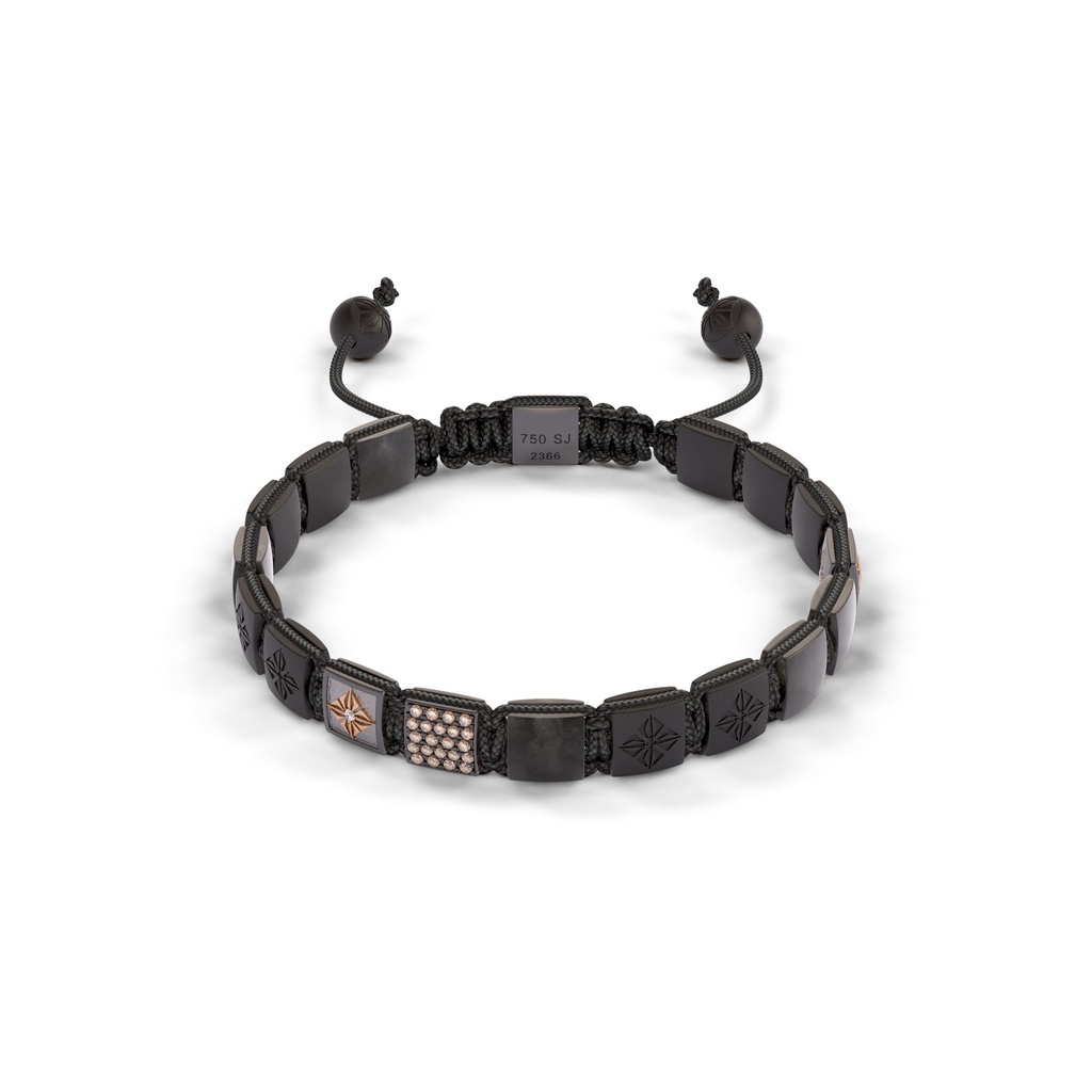 Shamballa Jewels Rose Black & Ceramic Diamond & Sapphire 6mm Lock Bead Bracelet