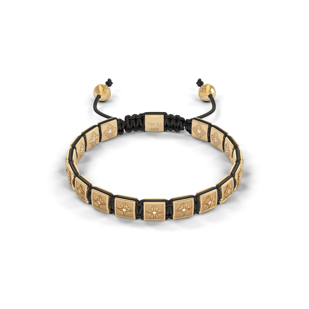 Shamballa Jewels Yellow Gold Diamond 6mm Lock Bead Bracelet