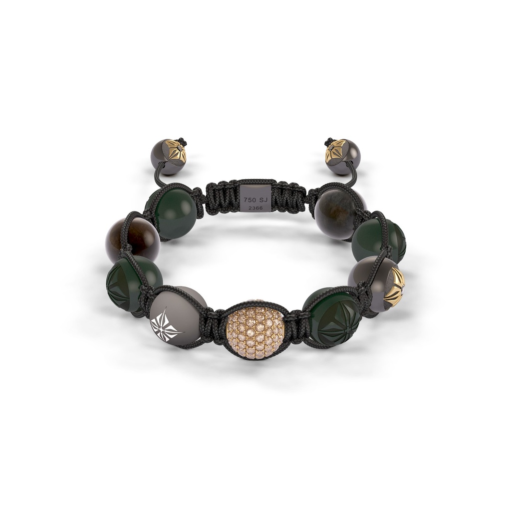 Shamballa Jewels Yellow Black & Ceramic Diamond & Sapphire 10mm Braided Bead Bracelet