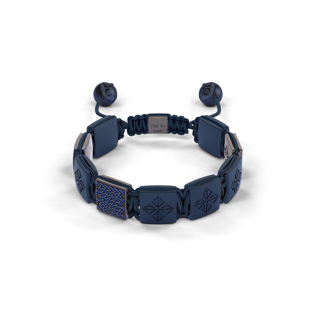 Shamballa Jewels White & Black Gold Diamond & Sapphire 10mm Lock Bead Bracelet
