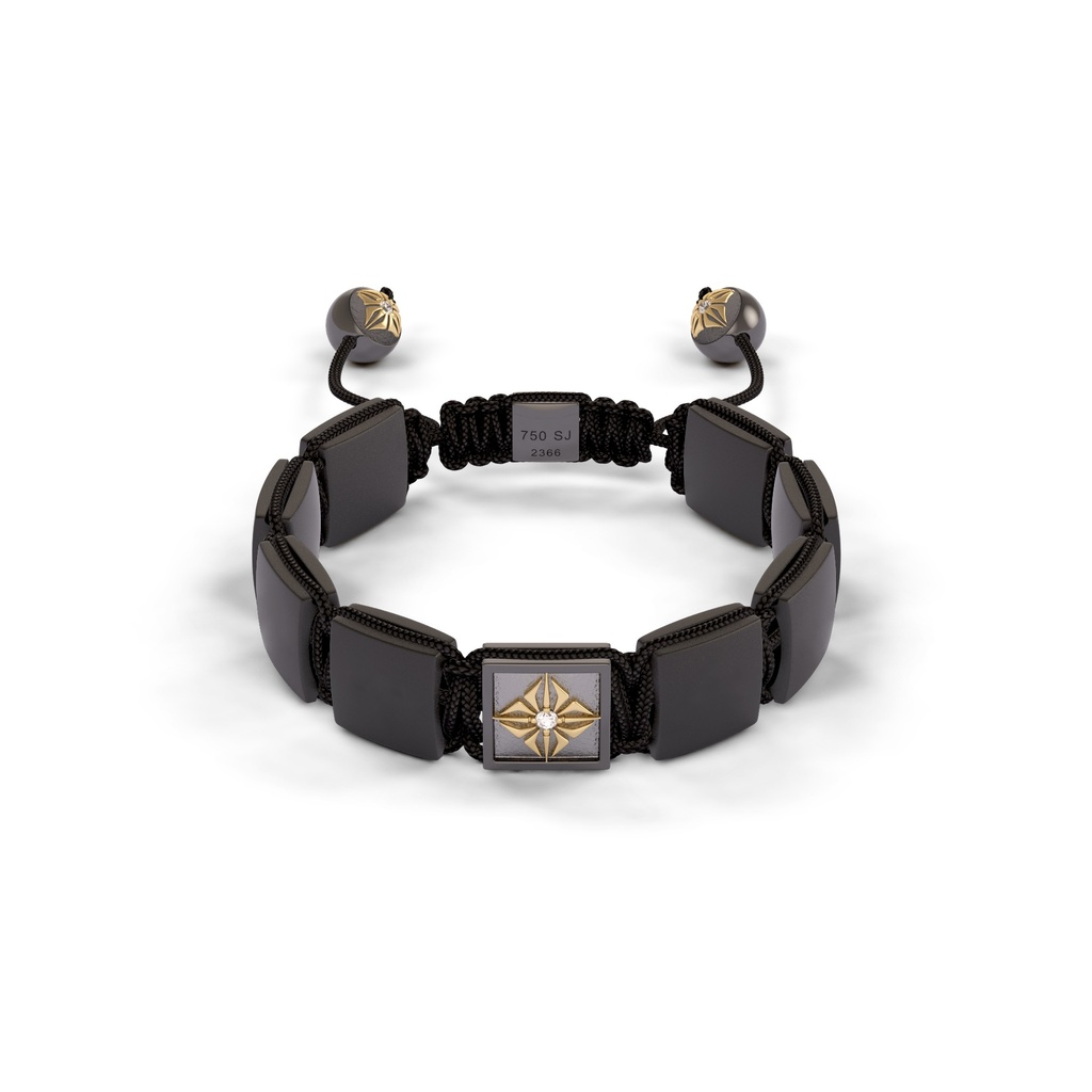 Shamballa Jewels Yellow & Black Gold Diamond 10mm Lock Bead Bracelet