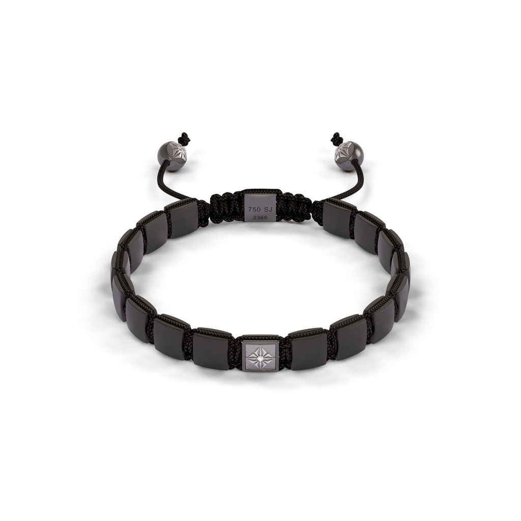 Shamballa Jewels White & Black Gold Diamond 6mm Lock Bead Bracelet