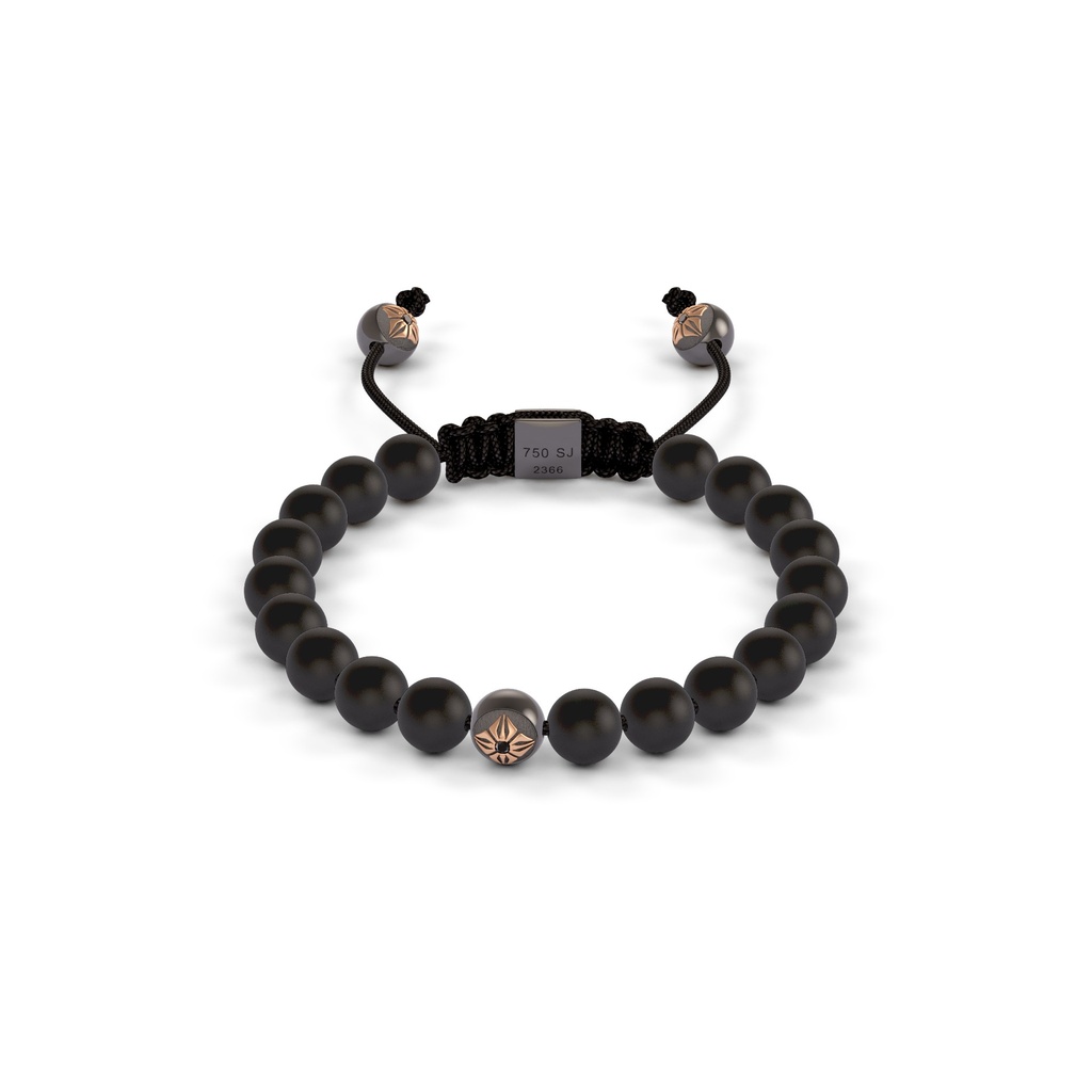 Shamballa Jewels Rose Black & Ceramic Diamond 6mm Non-Braided Bead Bracelet