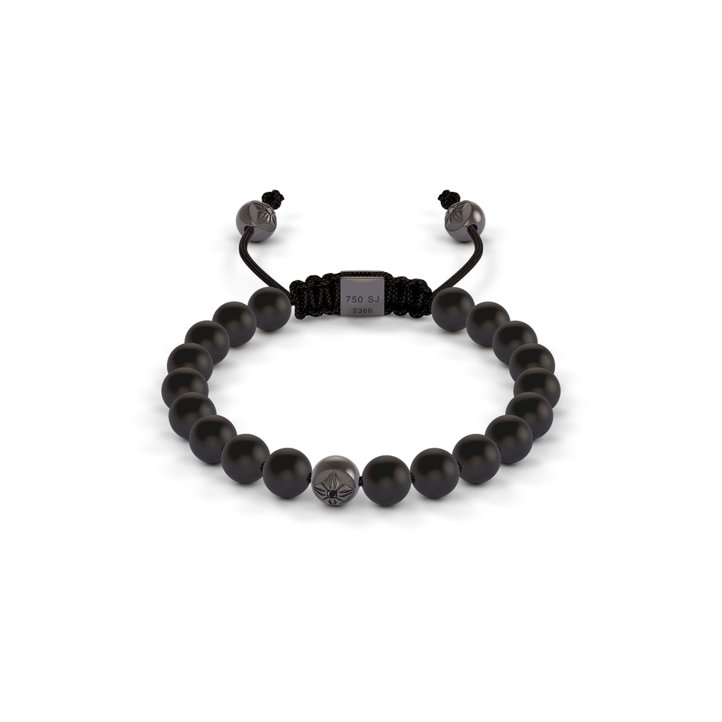 Shamballa Jewels White Black & Ceramic Diamond 6mm Braided Bead Bracelet