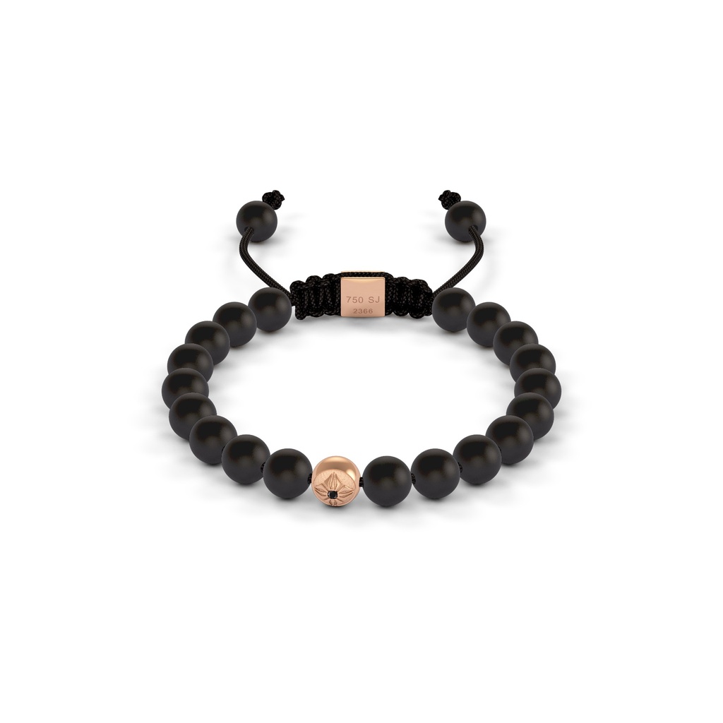 Shamballa Jewels Rose Gold Diamond 6mm Non-Braided Bead Bracelet