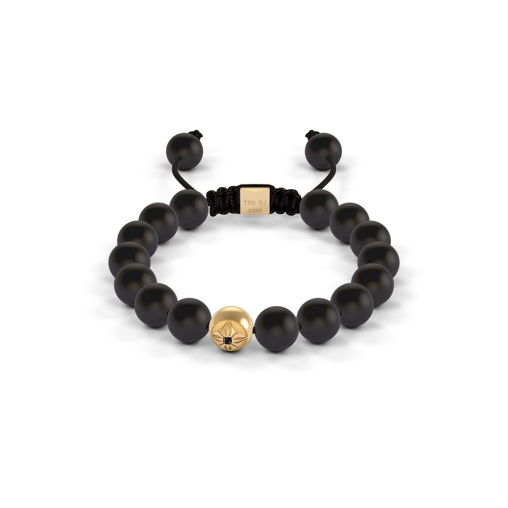 Shamballa Jewels Yellow Gold Diamond 8mm Non-Braided Bead Bracelet