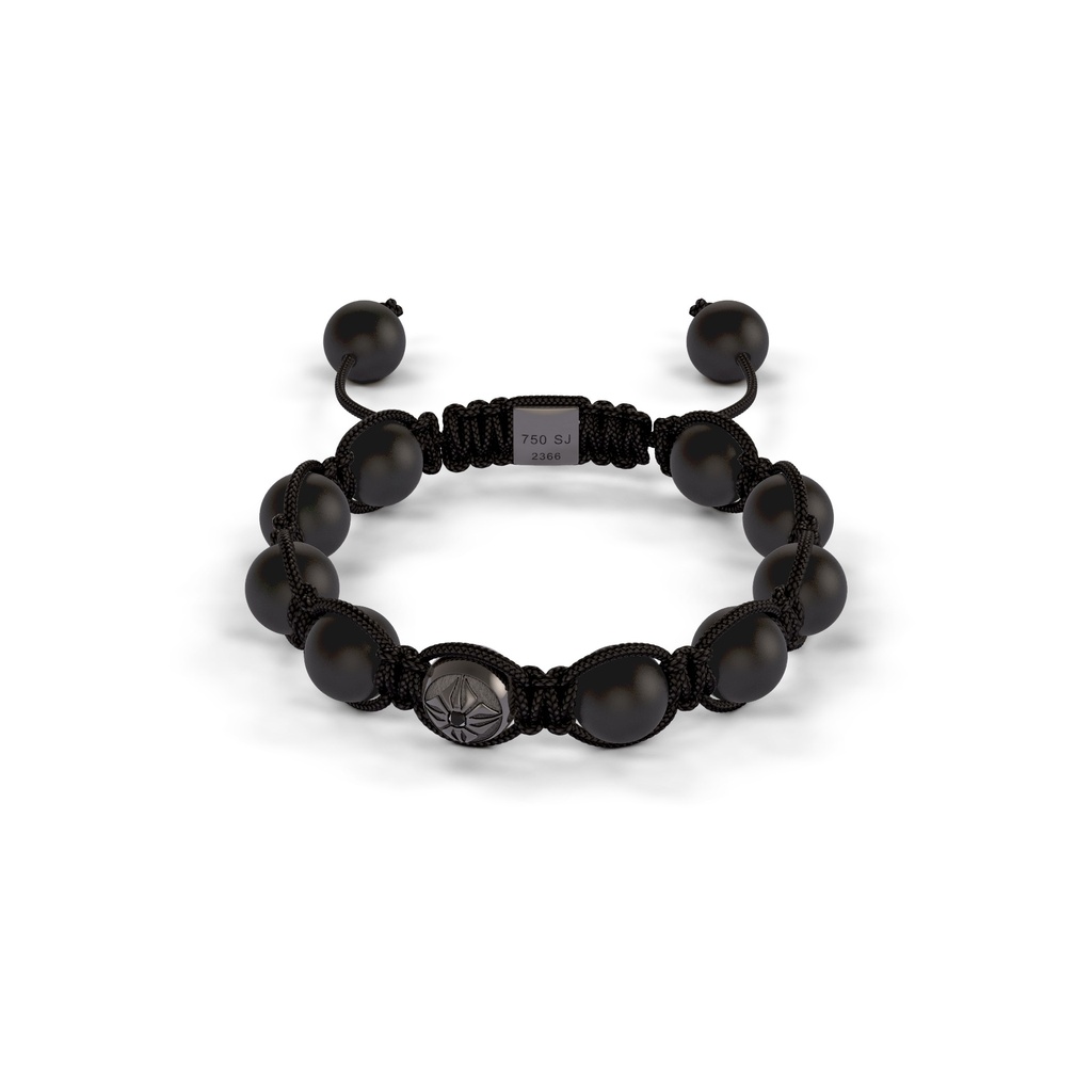 Shamballa Jewels Black & Ceramic Diamond 8mm Braided Bead Bracelet