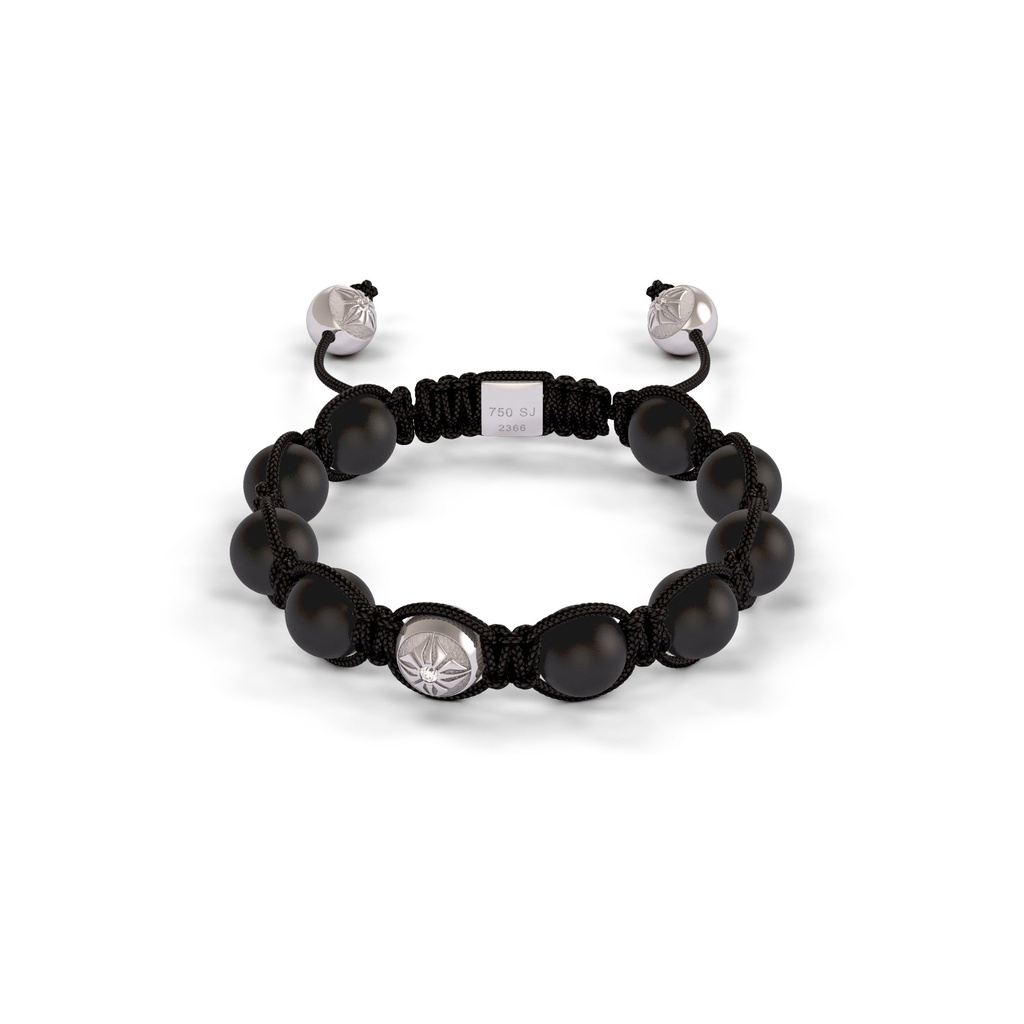 Shamballa Jewels White & Ceramic Diamond 8mm Braided Bead Bracelet