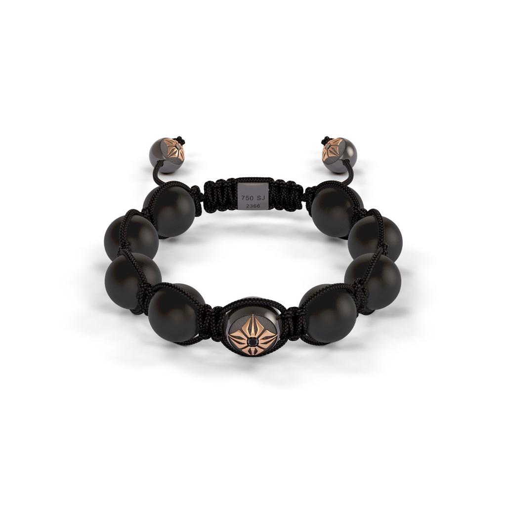 Shamballa Jewels Rose & Black Gold Diamond & Ceramic 10mm Braided Bead Bracelet