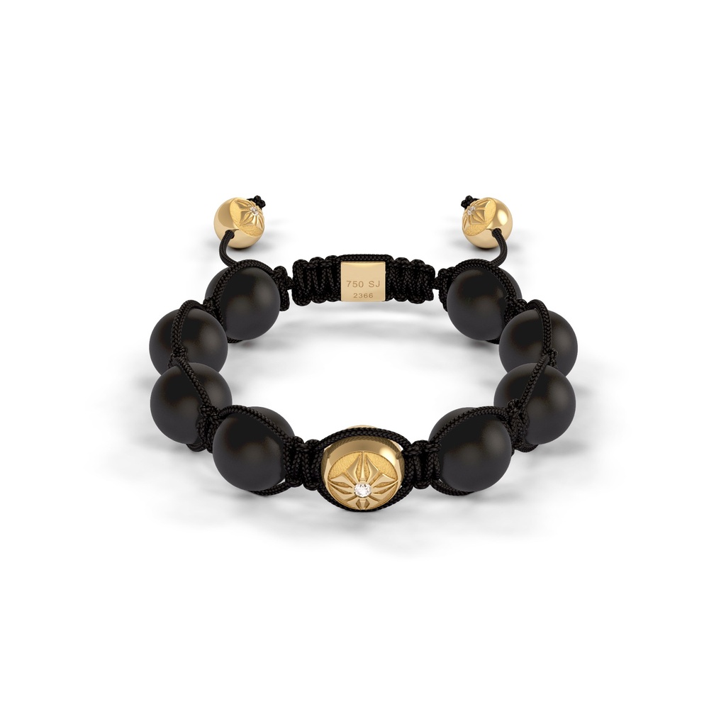 Shamballa Jewels Yellow & Ceramic Diamond 10mm Braided Bead Bracelet