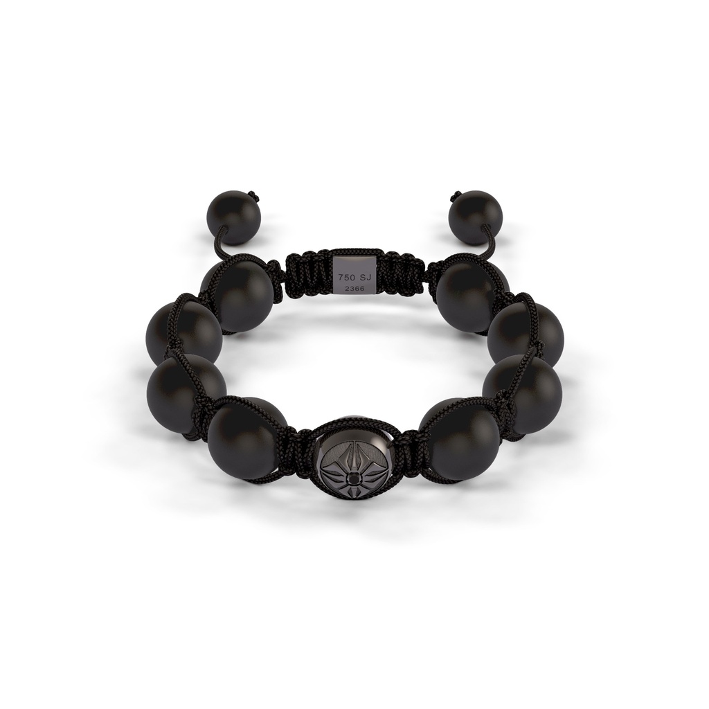 Shamballa Jewels Black & Ceramic Diamond 10mm Braided Bead Bracelet